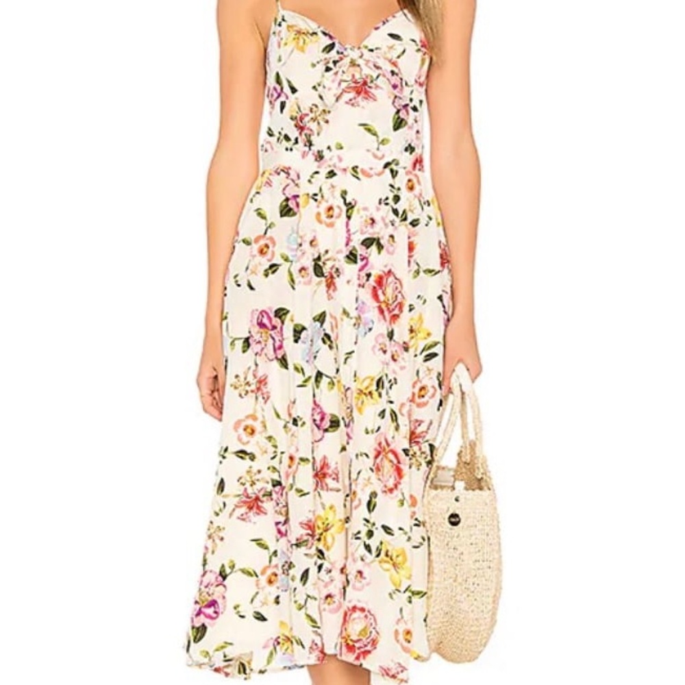 Yumi Kim Pretty Woman Silk Floral Midi Dress in Petal Pusher | Size Small
